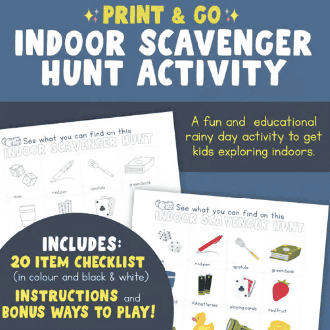 An image of our Indoor Scavenger Hunt with Pictures product.